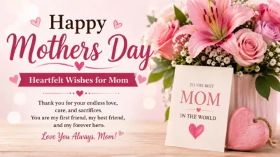 Happy Mother’s Day message with flowers and heartfelt wishes for mom