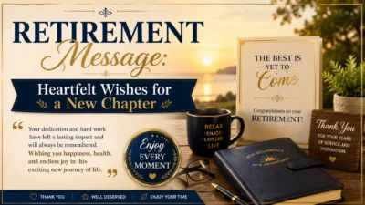 Elegant retirement message with heartfelt wishes and a peaceful new beginning.