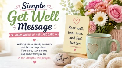 Simple get well message with flowers and warm wishes