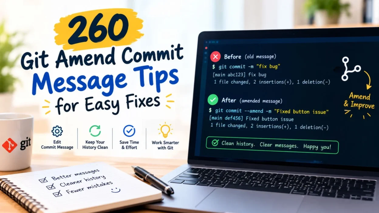 260 Git amend commit message tips for fixing and updating Git commit messages easily